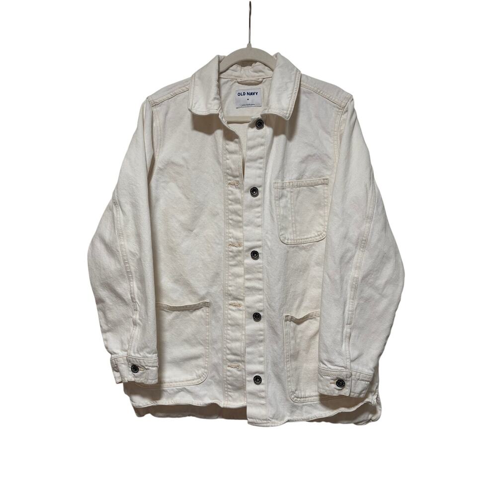 Old Navy Cream Button Down Shirt Jacket M - Picture 2 of 11